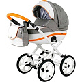 Детская коляска BeBe-Mobile Ines R 3 в 1, ткань+эко-кожа (R6 (Orange-Graphite)
						
					) — Фото