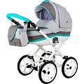 Детская коляска BeBe-Mobile Ines R 3 в 1, ткань+эко-кожа (R9 (Mint-Grey)
						
					) — Фото