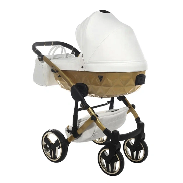 Детская коляска Junama Diamond Mirror Satin V2 3 в 1 на золотой раме фото 5